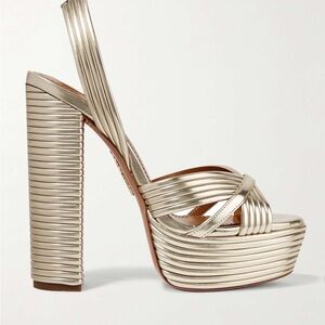 AQUAZZURA Sundance 140 metallic leather platform sandals